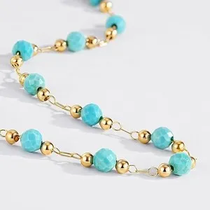 Authentic Celestial Azure: The 14K Gold-Plated Turquoise Orbit Bracelet