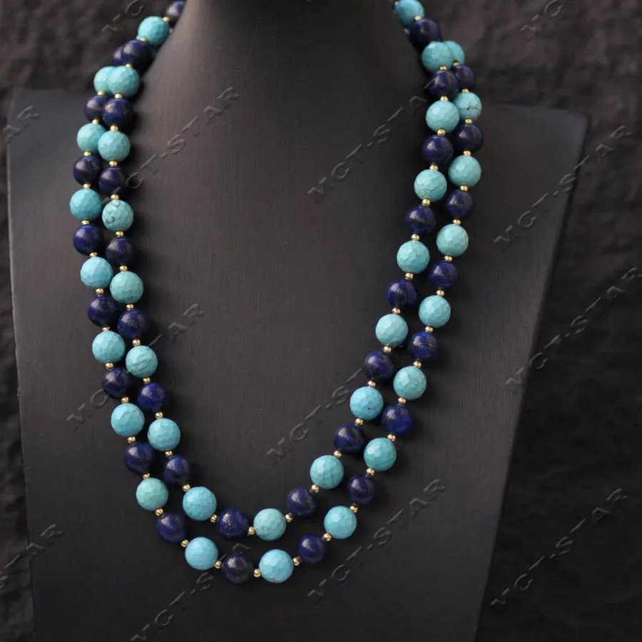Authentic The Celestial Azure Conduit: Two-Row Faceted Lapis and Turquoise Talisman