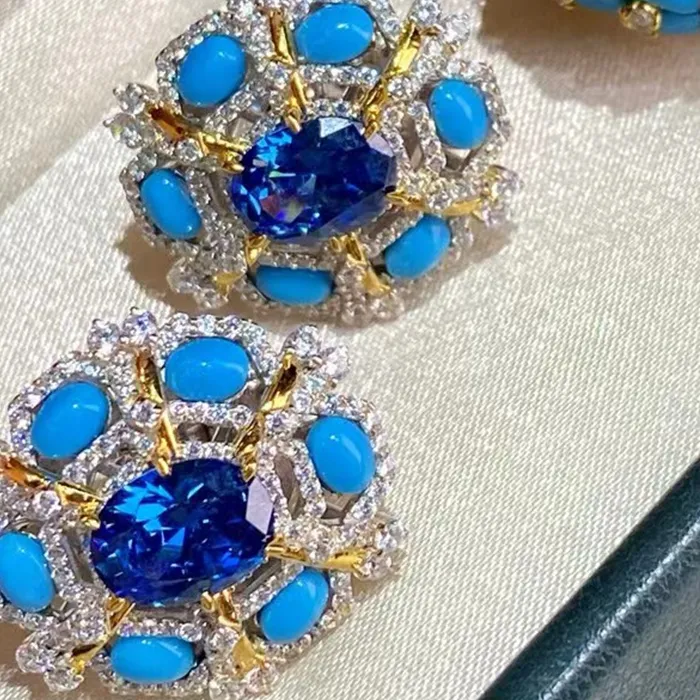 Authentic Celestial Azure Equilibrium: Sterling Silver and Turquoise Orbs