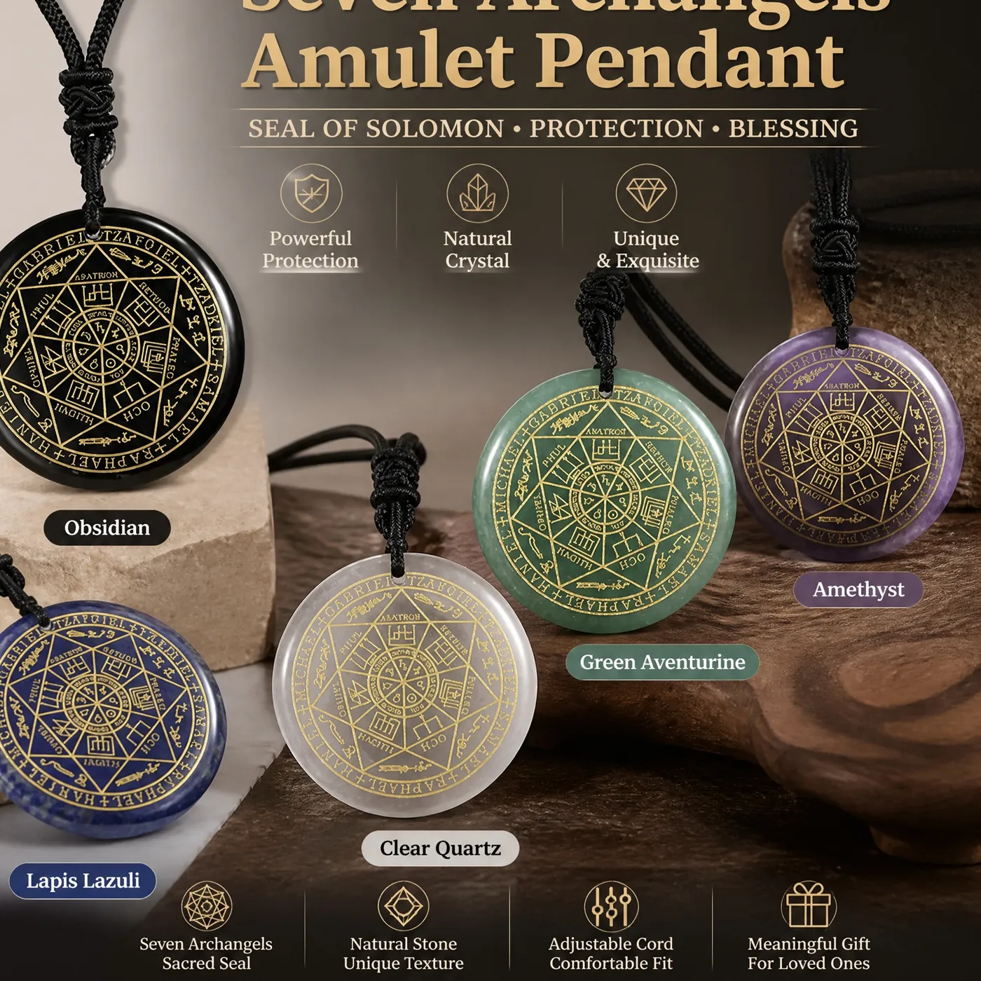 Authentic Seal of Solomon's Guardian: A Protective Pendant of Seven Archangels