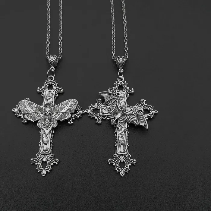 Authentic The Nocturnal Guardian: Victorian Bat Cross Amulet