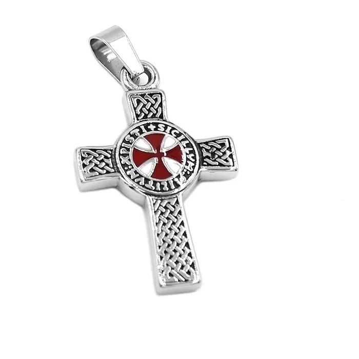 Authentic Classic Celtic Knot Red Cross Pendant Jewelry Templar Armor Shield Knight Mens Pendant SWP0495R
