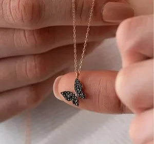 Authentic Midnight Eclipse Butterfly Amulet – 0.80 ct Lab‑Created Black Diamond in 14K Two‑Tone Gold