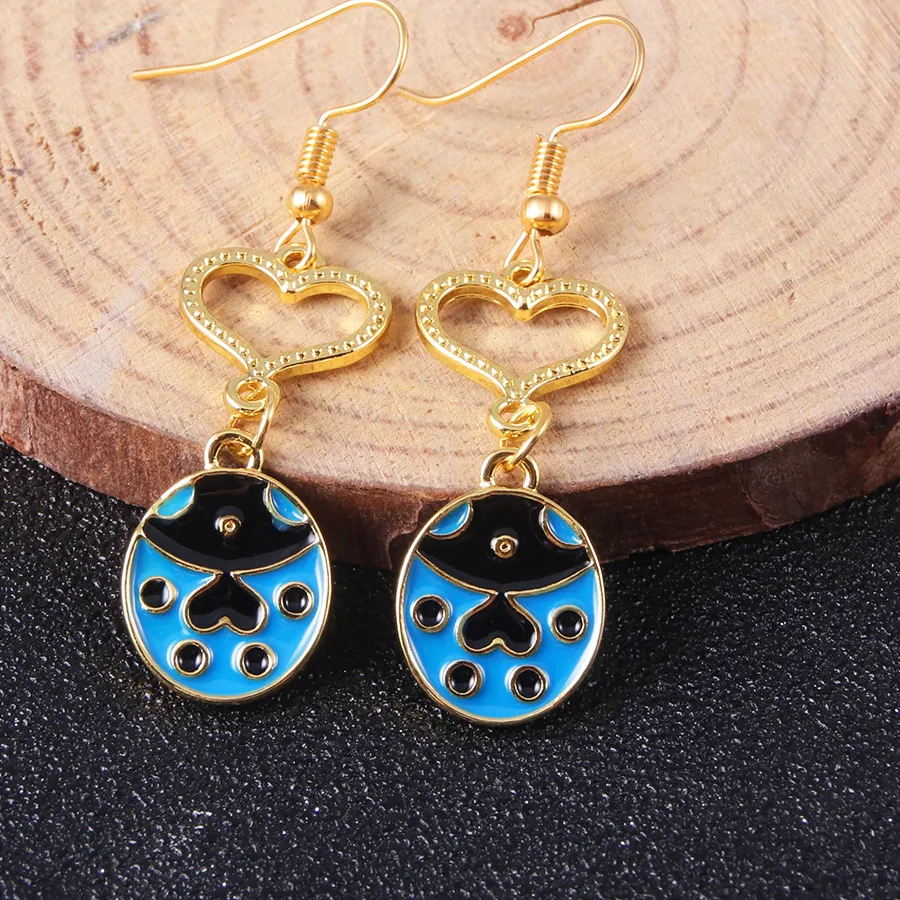 Authentic Blue Ladybug Luck Amulet Earrings – Enchanted Gold‑Plated Charm