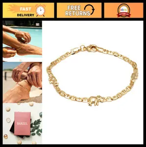 Authentic The Golden Procession Anklet: 18K Gold-Plated Elephant Talisman