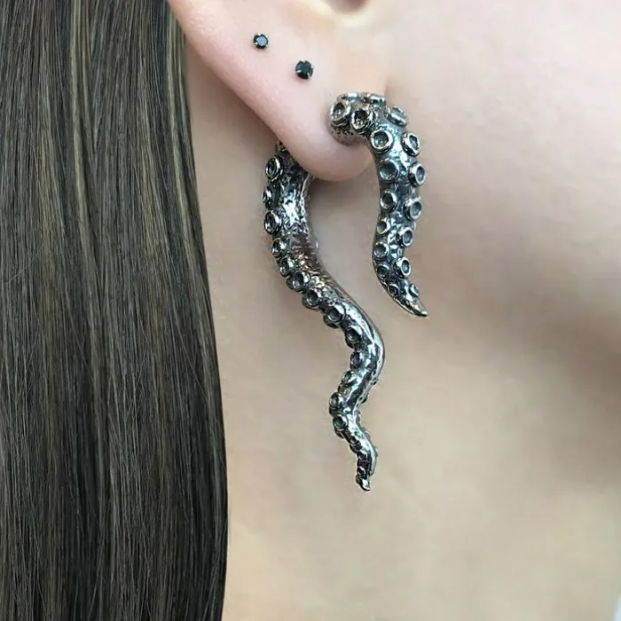 Authentic Celestial Octopus Whisper: Vintage Gold‑Plated Geometry Earrings of Protection
