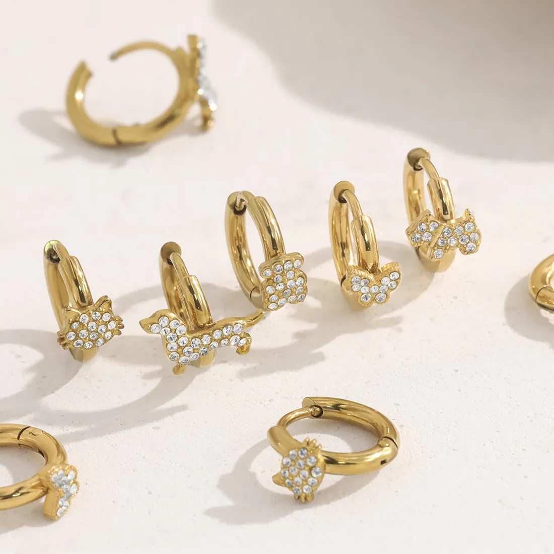 Authentic Wild & Free 18K Gold Plated Huggie Hoop Earrings Cz Moon Star Jewelry Waterproof