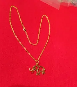 Authentic 14KT GOLD PLATED ELEPHANT CHARM WITH 16-30" NECKLACE  2508