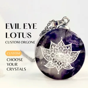 Authentic The Sacred Lotus Evil Eye Orgonite Sanctuary Pendant