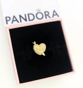 Authentic 100% Authentic PANDORA 14k Gold Plated Cupid's Arrow Heart Charm 763666C00
