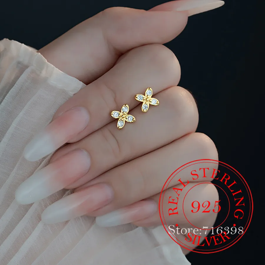 Authentic The Verdant Bloom: Four-Leaf Clover Talisman Studs