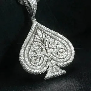 Authentic The High Roller Talisman: 2.00 Carat Certified Moissanite Ace of Spades Pendant in Radiant 14K White Gold Finish