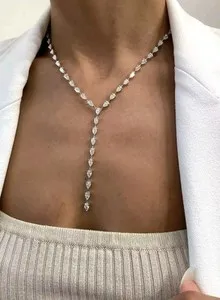 Authentic The Celestial Cascade: 15 Ctw Pear Cut Created Diamond Lariat Necklace