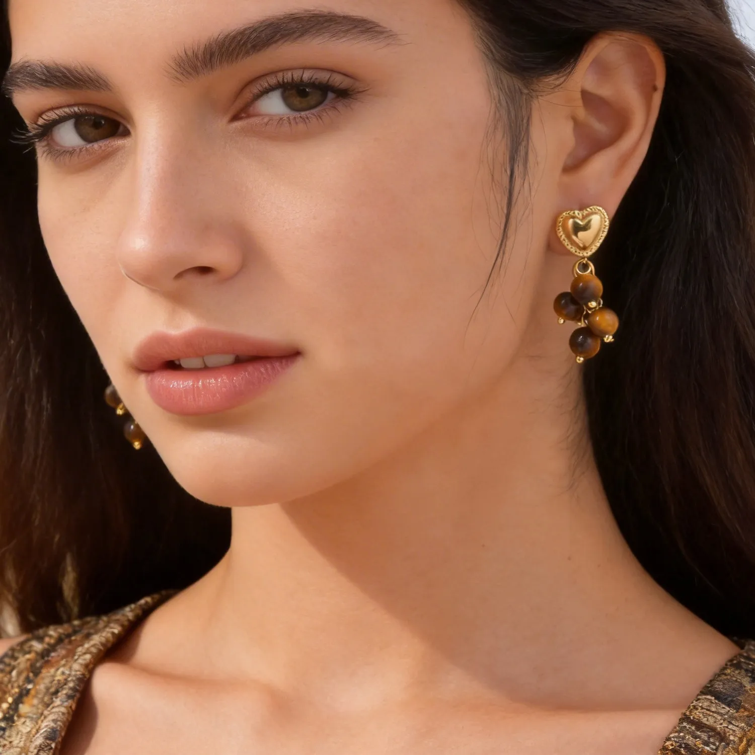 Authentic Whispers of the Tiger's Eye Heart: Bohemian Love & Fertility Earrings