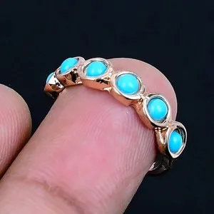 Authentic Celestial Guardian Handcrafted 18K Gold- Plated Turquoise Ring Of Healing