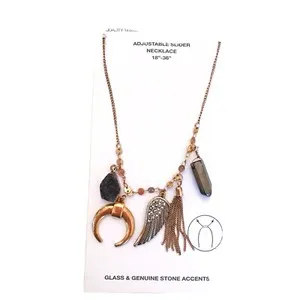 Authentic Wishbone Crescent Good Luck Charm Necklace 24 Karat Dark Gold Plated Adjustable