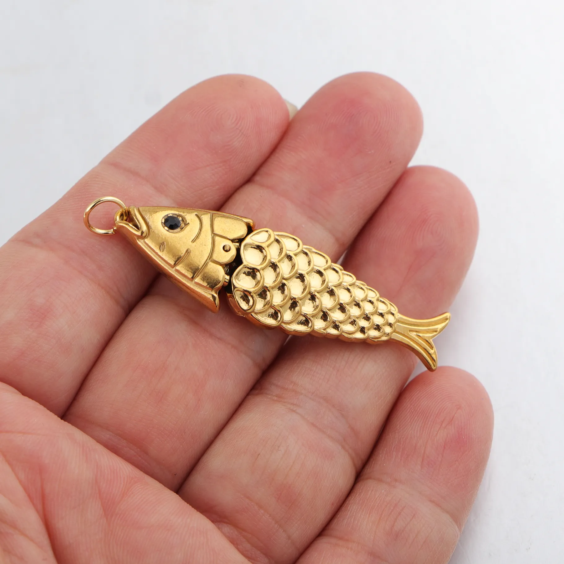 Authentic Twin Sardine Talismans Of Watchful Fortune Gold- Plated Fish Charms With Crystal Eyes