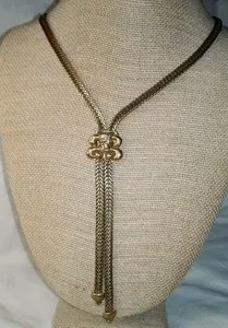 Authentic The Gilded Oracle: Vintage Goldette Cameo Tassel Lariat