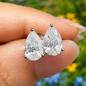 Authentic Luminous Drops of Starlight Moissanite Earrings in Radiant White Gold
