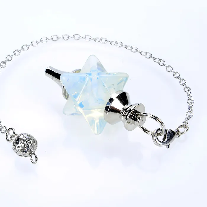 Authentic Merkaba Pulse: White‑Pink Crystal Pendulum for Divine Dowsing
