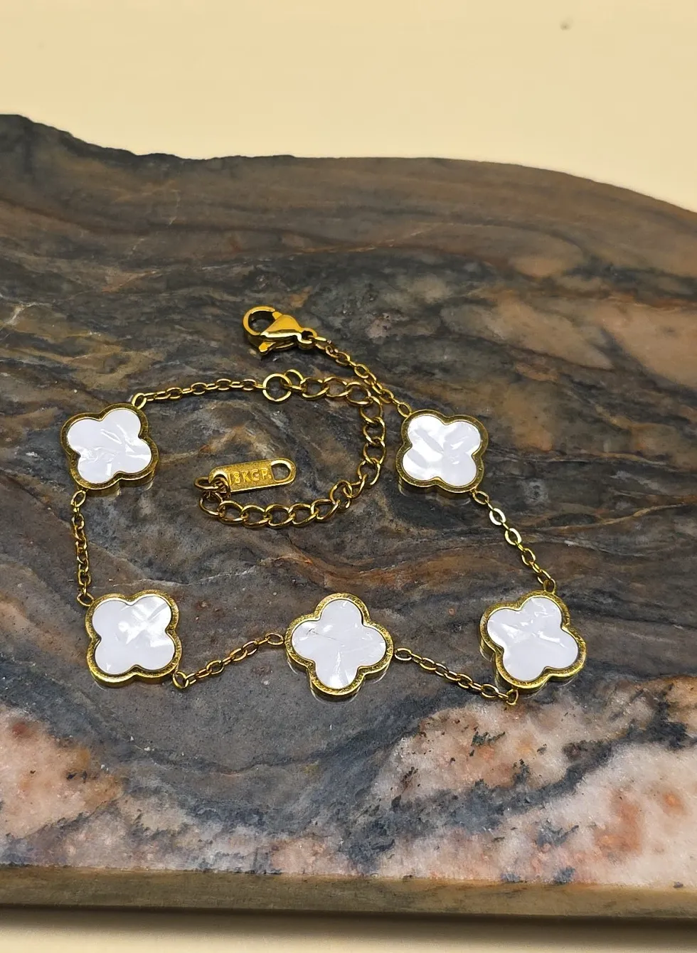 Authentic The Gilded Clover of Fortune: 18K Gold Plated Mother-Of-Pearl Talisman