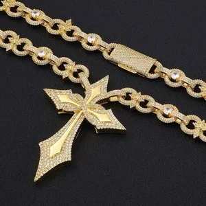 Authentic The Golden Crossroads: Pavé Cross Cuban Link Chain