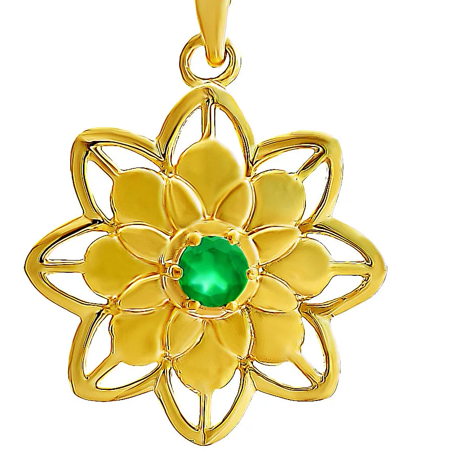 Authentic 18K Gold Plated Colorful Gemstone Lotus Pendant Spiritual Jewelry TGP1007