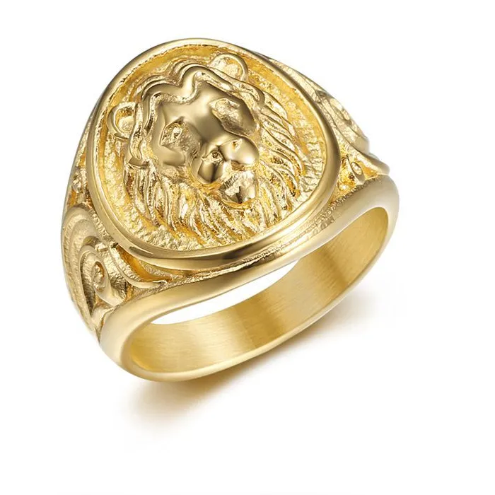 Authentic Animal Lion Pattern Ring Gold Silver Color Lion Head Ring Accessories Jewelry