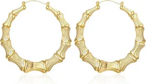 Authentic Golden Bamboo Heart Hoops - Sacred Geometry of Resilience and Love