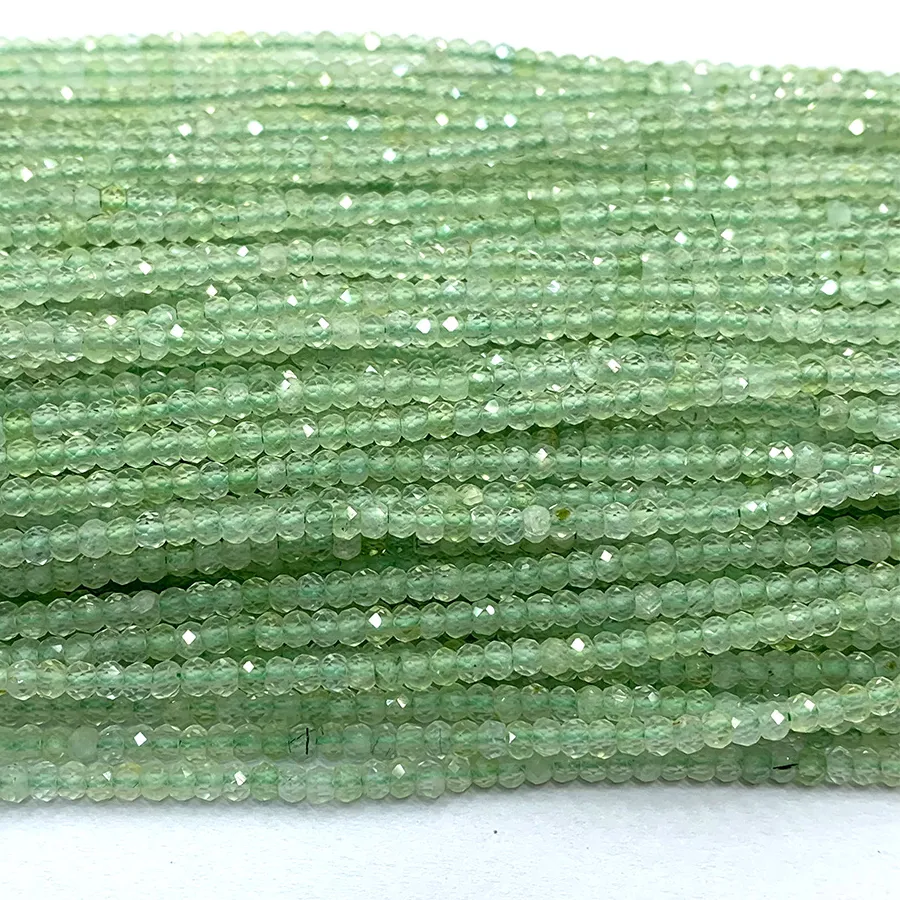 Authentic Verdant Whispers of Prehnite Faceted Rondelle Sacred Beads