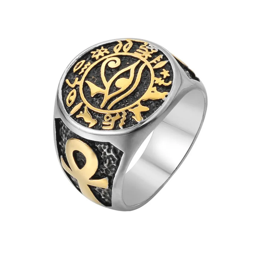 Authentic The Gilded Wadjet: Ancient Egyptian Eye of Horus and Ankh Talisman Ring