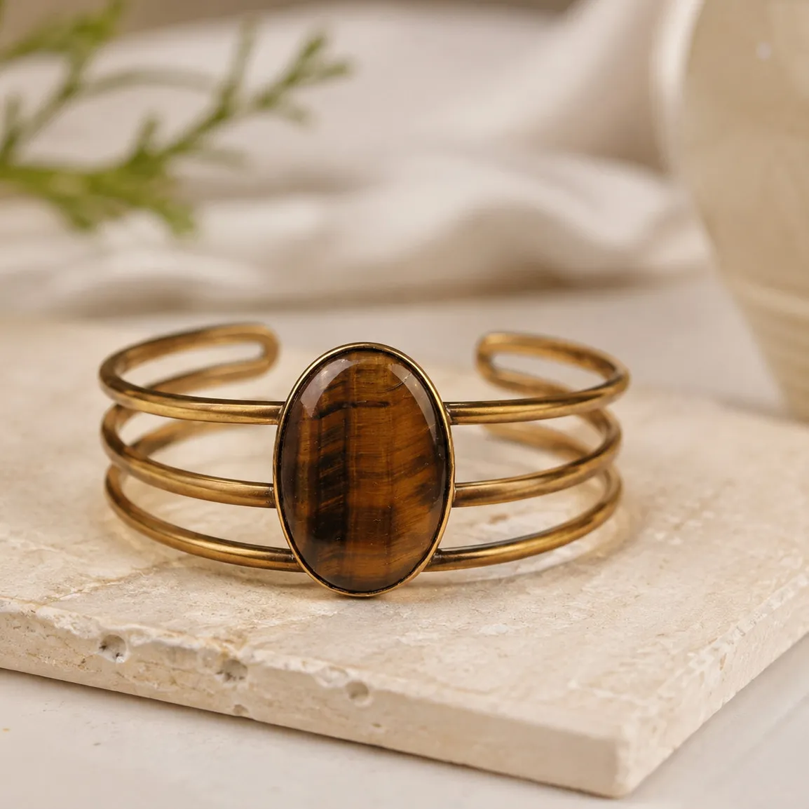 Authentic The Golden Stride Tiger Eye Cuff