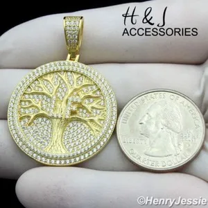 Authentic Prosperity's Abundance: 3D Gold Plated Money Tree of Life Pendant