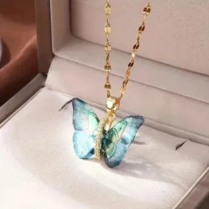 Authentic The Gilded Chrysalis: 18K Gold-Plated Blue Butterfly Zircon Talisman