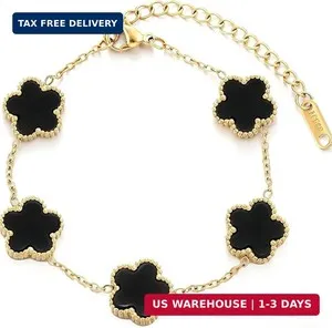Authentic Enchanted Four‑Leaf Clover Bracelet – 18K Gold‑Plated Luck & Protection