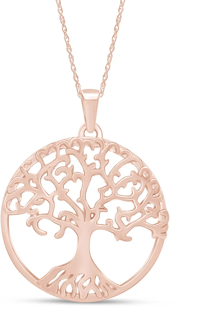 Authentic Tree of Life Pendant Necklace For Women's In 14K Gold Plated Sterling Silver