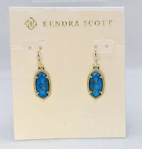 Authentic Celestial Horizon Bronze Veined Turquoise Drop Earrings