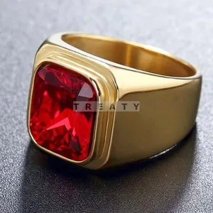 Authentic Emerald Cut Garnet Talisman Ring 925 Sterling Silver With Gold Vermeil Glow