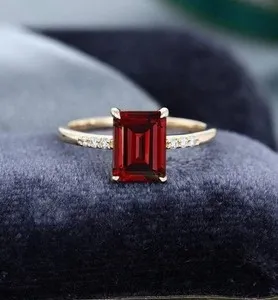 Authentic Crimson Heart: 2‑Ct Emerald‑Cut Red Garnet Dream Ring in 14K Gold