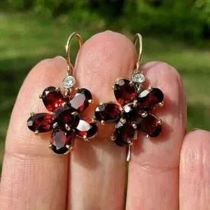 Authentic Garnet Radiance: The Sacred Flame Dangle Earrings