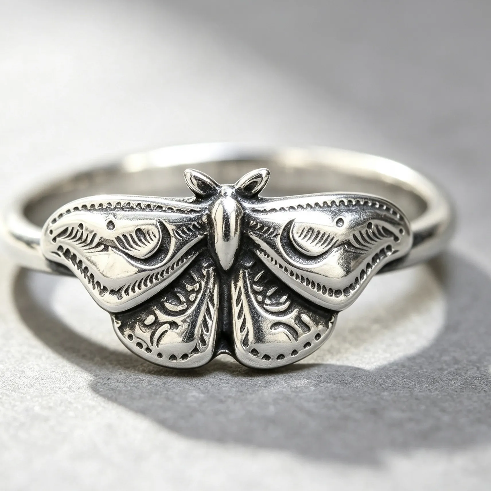 Authentic The Nocturnal Guardian: Luna Moth Sigil Ring