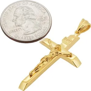 Authentic Radiant Crucifix Cross Pendant- 18K Yellow Gold Plated Sacred Talisman Of Faith And Protection