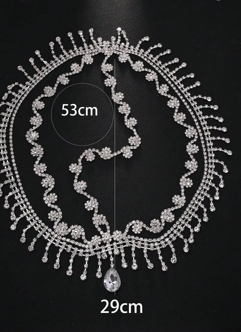Authentic Celestial Cascade Rhinestone Forehead Pendant and Sacred Head Chain
