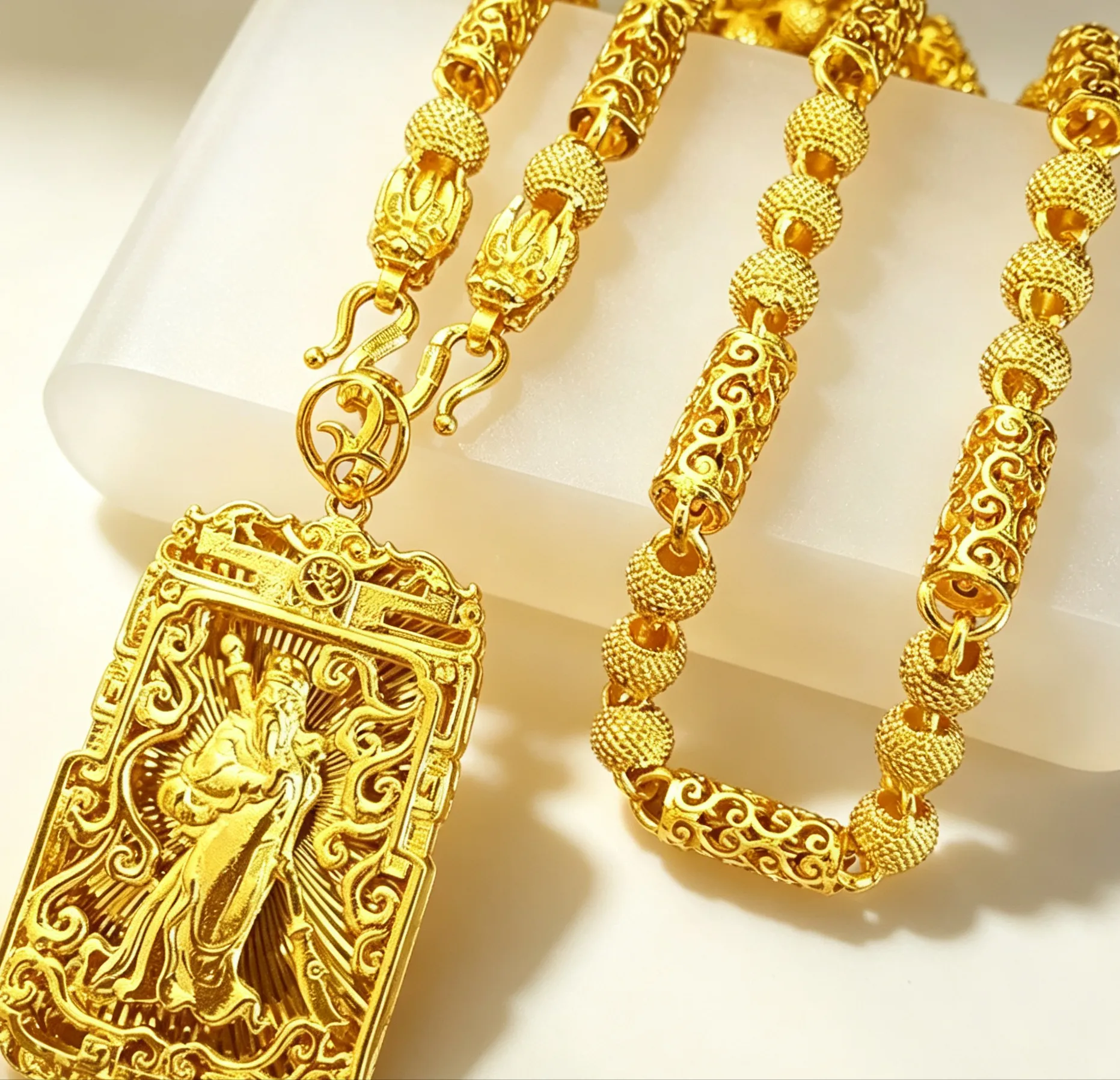 Authentic The Sovereign Guardian: 9999 Pure Gold Guan Gong Talisman and Dragon Chain