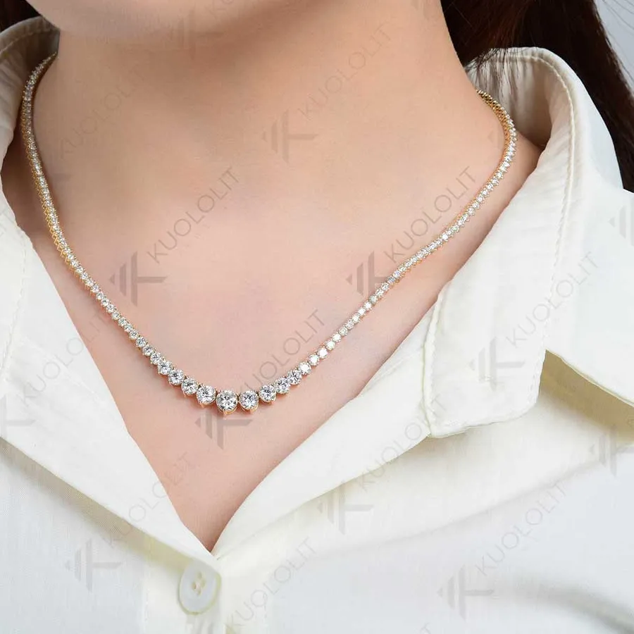 Authentic Celestial Radiance: The Graduated Moissanite Light-Bearer Necklace