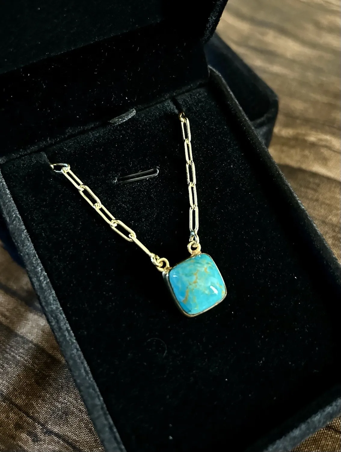 Authentic Amulet of the Celestial Horizon: Kingman Turquoise and Radiant Gold