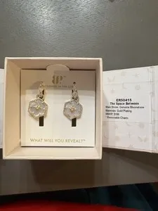 Authentic Luminous Halo Moonstone Drop Earrings with Removable Celestial Charms