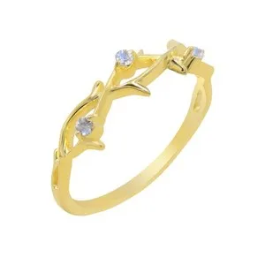 Authentic The Whispering Vine Rainbow Moonstone Ring in Radiant 18K Gold Plated Silver
