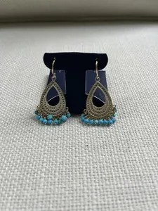 Authentic Celestial Azure Veil Gold-Plated Chandelier Earrings