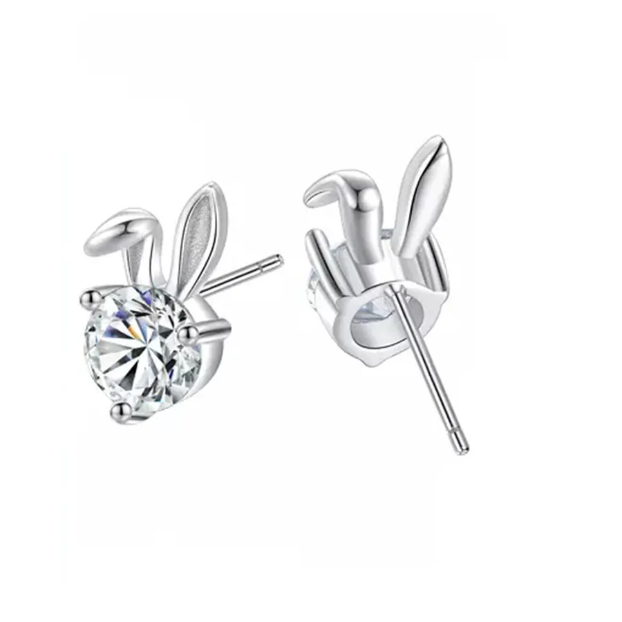 Authentic The Lunar Hare's Promise: 925 Sterling Silver Zirconia Talismanic Earrings